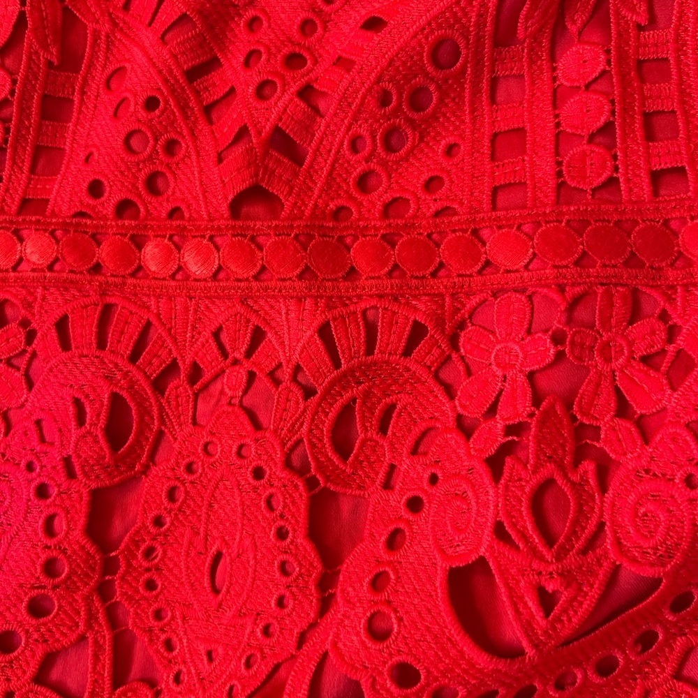 St. John Red Lace Maxi Dress - Picture 6 of 11
